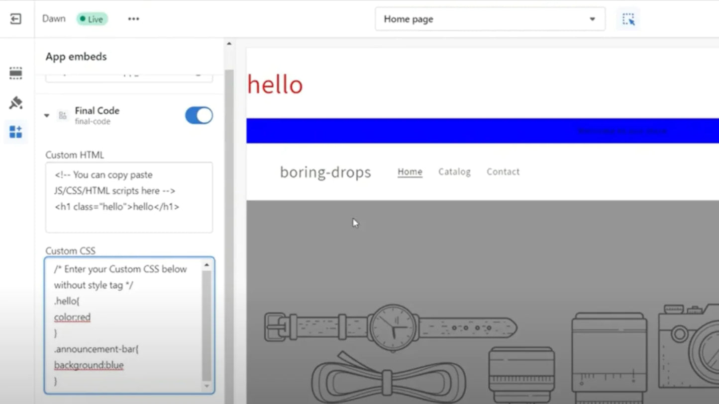 HTML/CSS:JS Liquid Code